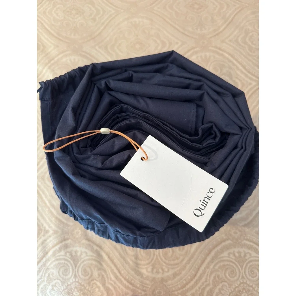 Quince Organic Cotton Percale Duvet Cover Set Full/Queen Navy